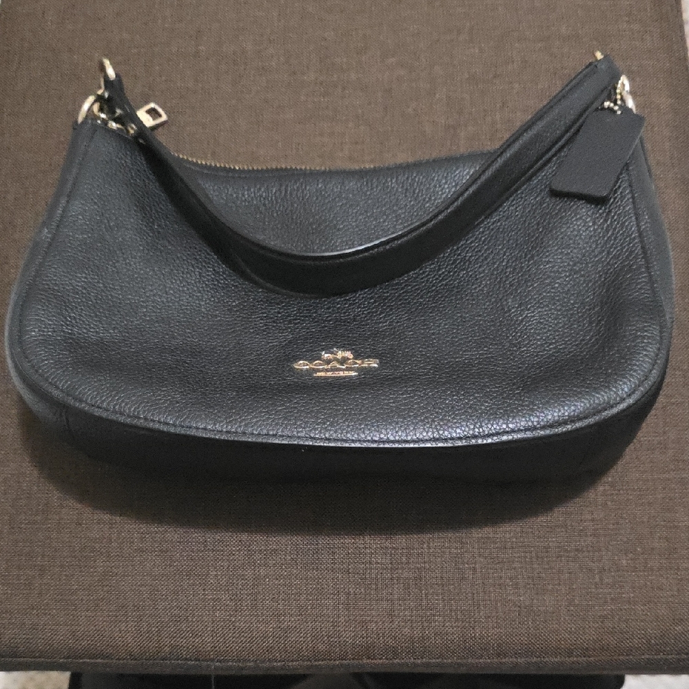 Coach Black Pebbled Leather Shoulder Bag